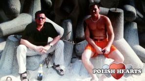 Z synem w Mielnie na plaży...